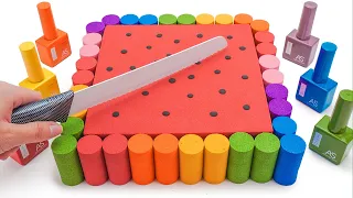 Satisfying Video l How to make Rainbow Square Cake WITH Kinetic Sand INTO Painting Cutting ASMR