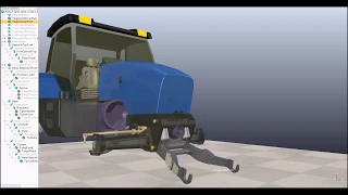 Simulation of tractor three point linkage in V-REP, Front and Rear Hitch
