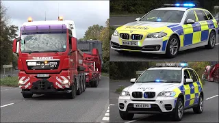Wide load Transformer escorted by Police Cars and Motorcycles