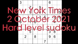 Sudoku solution – New York Times sudoku 2 October 2021 Hard level