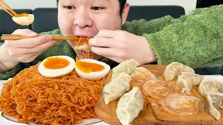 ENG]완벽한 조합 팔도비빔면+만두(갈비, 김치, 새우)먹방 리얼사운드/Paldo Bibimmyeon + Dumpling Mukbang Asmr