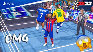 WWE 2K23 - Ronaldinho & Messi vs. Mbappe & Neymar | Tag Team Championship | PS5™ Gameplay [4K60]