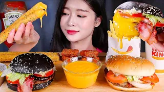 ASMR * BURGER KING PARTY💛 POPULAR BURGER KING MENU! GUINNESS & SHRIMP WHOPPER ★ CHEESE SAUCE MUKBANG