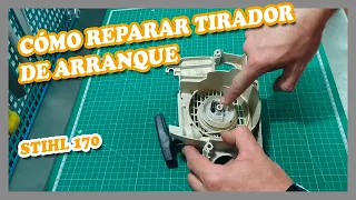 CÓMO CAMBIAR, REPARAR TIRADOR O CUERDA DE ARRANQUE DE MOTOR, (Stihl 170)