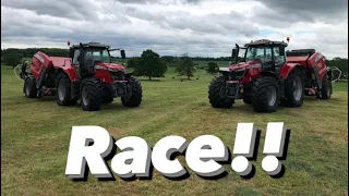 Massey Ferguson grass event Baling with 3130 & 4160 Protec balers with 7S.180, 7719S, 7718S