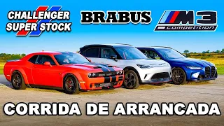 Dodge Super Stock de 800cv vs BMW M3 vs BRABUS: CORRIDA DE ARRANCADA