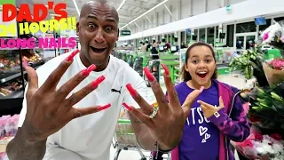 MY DAD'S SUPER LONG ACRYLIC NAILS!! 24 HOUR CHALLENGE