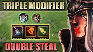 Triple Attack Modifier Silencer with Double Stats Steal [+114 Int & +75 Str] Dota 2 Ability Draft