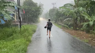 Super Heavy Rainstorms and Super Powerful Lightning in Rural Indonesia | ASMR Rain Sounds For Sleep