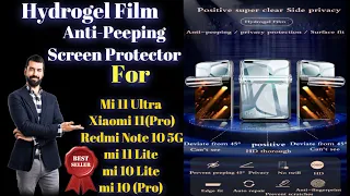 Anti-Peeping Screen Protector For Mi 11 Ultra, mi 10 Pro. Hydrogel Film |