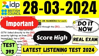 IELTS Listening Practice Test 2024 with Answers | 28.03.2024 | Test No - 393