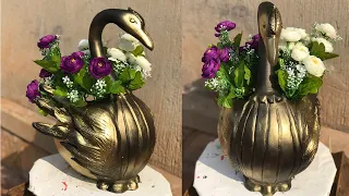 DIY-Make Royal Swan Pot Using Cloth/Cement Craft Ideas