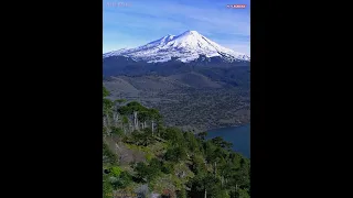 Volcán Llaima Lago Conguillío Melipeuco Curacautín Araucanía Sur De Chile Vista Aérea Drone Temuco