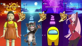 Tiles Hop : Squid Game VS Talking Tom VS Among US VS Phao 2 Phut Hon