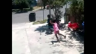 Lil girl chasing brothers kid's,