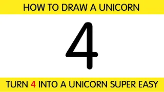 How to Draw Unicorn Using Number 4 || Como desenhar unicórnio usando o número 4 fácil