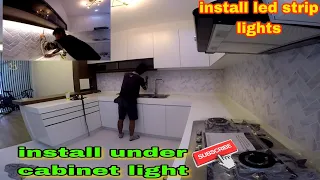 install under cabinet lights// paano mag install Ng strip light for kitchen cabinet