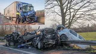 17.01.2023 - Schwerer Stauende-Unfall auf der A57 - 2 PKW, Transporter und 2 LKW beteiligt