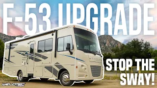 Class A RV Motorhome DRAMATIC Sway Improvement after 2 Inch Suspension Upgrade F53 Ride Improvement