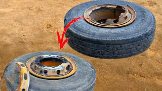 How to replace truck tyre broken rim plate | restoration truck rim plate || at Pakistani workshop