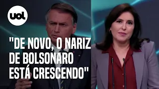 Debate: Tebet diz que Bolsonaro 'não trabalha' e o acusa de mentir sobre auxílio de R$ 600