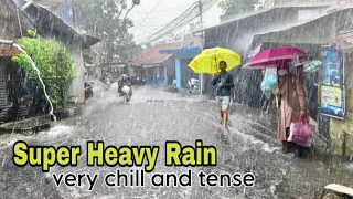 super heavy rain in my village | suitable for insomnia | relaxing atmosphere and the sound of rain