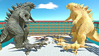 Honey War in Cage|Carnivore Dinosaurs+Godzilla 2014 vs Honey Itself - Animal Revolt Battle Simulator