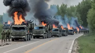 Russian supersonic missile destroys convoy of 2,000 US troops carrying 120 trucks of ammunition