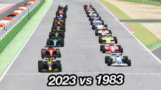 F1 2023 Cars vs F1 1983 Cars - Melbourne - 40 YEARS OF EVOLUTION