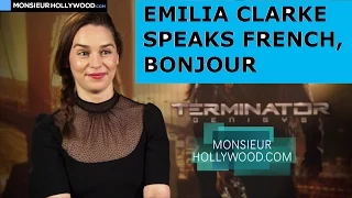 Emilia Clarke , speaks French, cute, Interview Teaser, Terminator Genisys, Game of Thrones