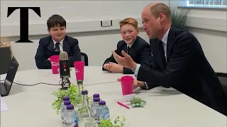 Prince William tells Princess Charlotte's favourite joke during school visit