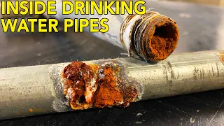 What's Inside Your Pipes? Galvanized water pipes cut in half