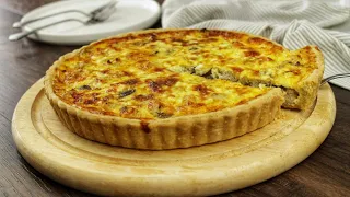 Recette de la quiche au poulet et aux champignons