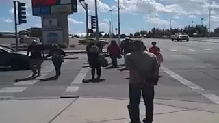 ROMAN CATHOLIC PRIEST * ATTACKS CHRISTIAN STREET PREACHER!!!***