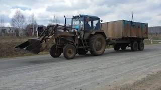 Погрузка и вывоз навоза тракторами МТЗ 80