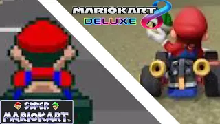 Super Mario Kart VS Mario Kart 8 Deluxe! Mushroom Cups! (All 1st!)(Comparing & Contrasting)! (HD)