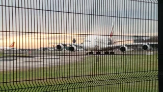 Manchester Airport pub view of A380