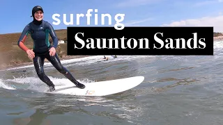 Surfing SAUNTON Sands beach in North Devon, England! 🏄‍♀️🏄‍♀️🏄‍♀️