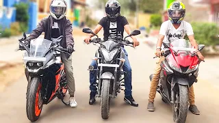 KTM RC 200 VS Pulsar NS 200 VS Yamaha R15 V3 | BEST RACE EVER !!!