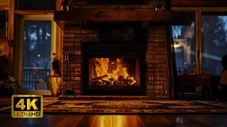 🔥 Relaxing Fireplace Ambience 4K | Fall Asleep Fast | Cozy Winter Ambience