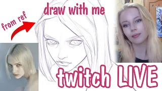 ART LIVE from Twitch // face study from reference // draw with me 🌸