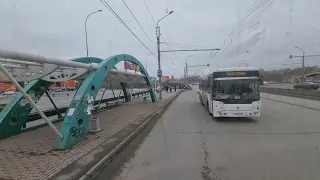 Мост Ишимбай. Пенза, поездка на троллейбусе ЗиУ 682Г 016.02 "2030". 31.03 2022