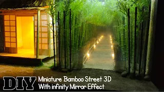 DIY miniature japanese bamboo street with infinity mirror effect