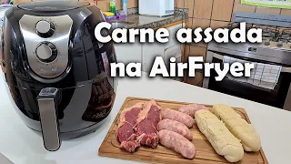 Carne assada na Air Fryer e pão de alho que delicia