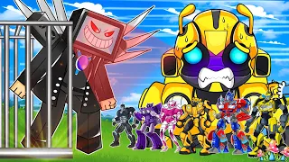 TRANSFORMERS ANIMATED EPISODES: Class Minecraft - Bumblebee, Adult ARCEE, Optimus, TVMan Mine, Kong