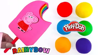 Create a Peppa Pig Rainbow Popsicle with Play Doh Molds | Preshool Toddler Learning Video