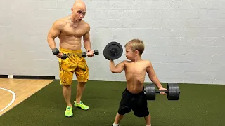 How to become STRONG?! 5 Year Old Boy Lifts Heavy Weights