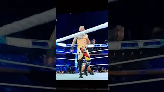 Ricochet lands on his feet from a top rope hurricanrana attempt by Santos Escobar