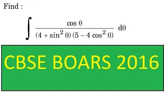 integrate (cos theta)/((4 + sin^2 theta)(5 - 4cos^2 theta)) dtheta #cbseboard #pyq #pmi