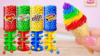 Rainbow M&M Ice Cream 🌈 The Most Colorful Miniature Chocolate Ice Cream 😲Mini Cakes Making